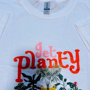 Gildan White T‑Shirt with Coral-to-Pink Gradient Botanical Print. Diff designs!
